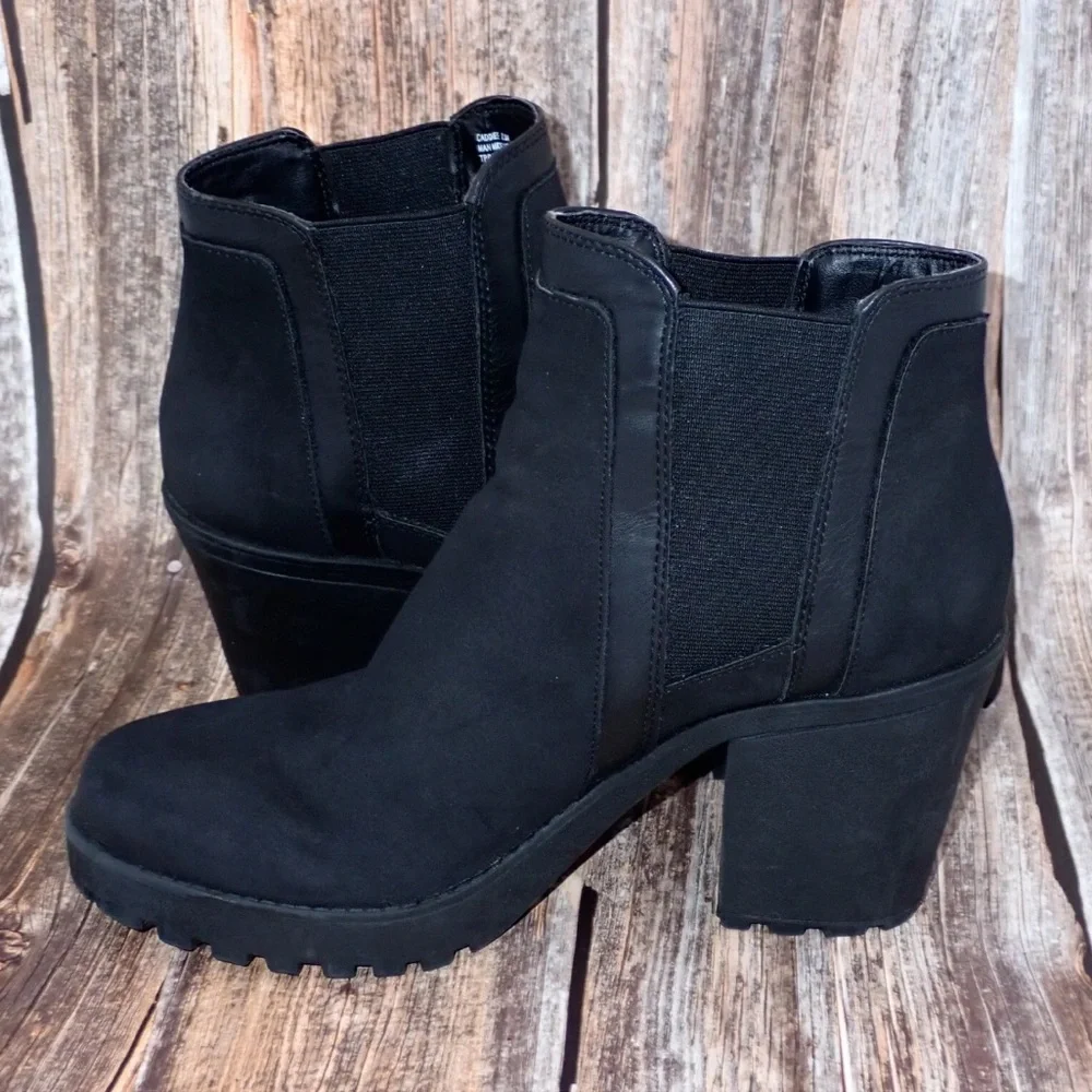 Madden Girl Caddiee Women's Black Chelsea Ankle Boots Heel Size 7.5 M
